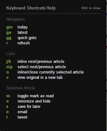 keyboard shortcuts
