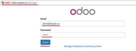 Odooにログイン