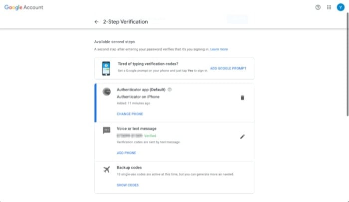 come abilitare l'autenticazione a due fattori sul tuo account google - salva i codici di backup dell'autenticazione a due fattori 1