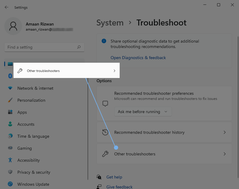 トラブルシューティングオプションWindows 11