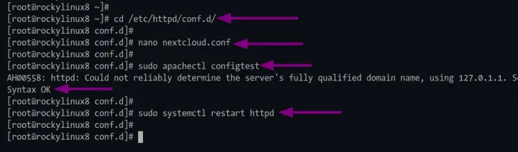 Configurando el host virtual apache/httpd para Nextcloud