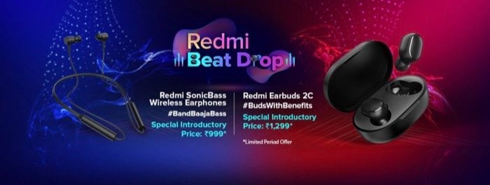 redmi earbuds 2c et redmi sonicbass wireless earphones launched in india - redmi earbuds 2c sonic bass wireless earphones