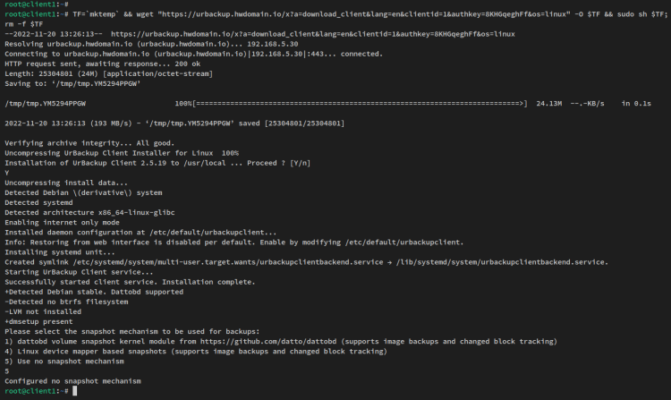 urbackup-Client installieren
