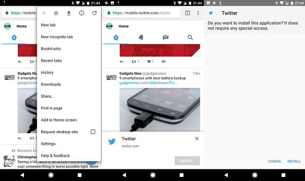 Der Wechsel zu progressiven Web-Apps spart Ihnen eine Menge Speicherplatz und RAM auf Android - Screenshot 20170205 214444