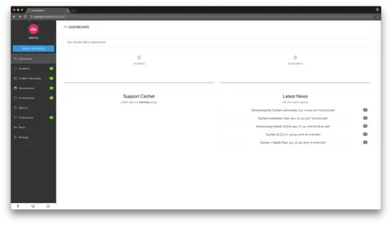 Dashboard di Cachet