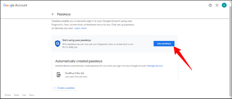 создание google passkey