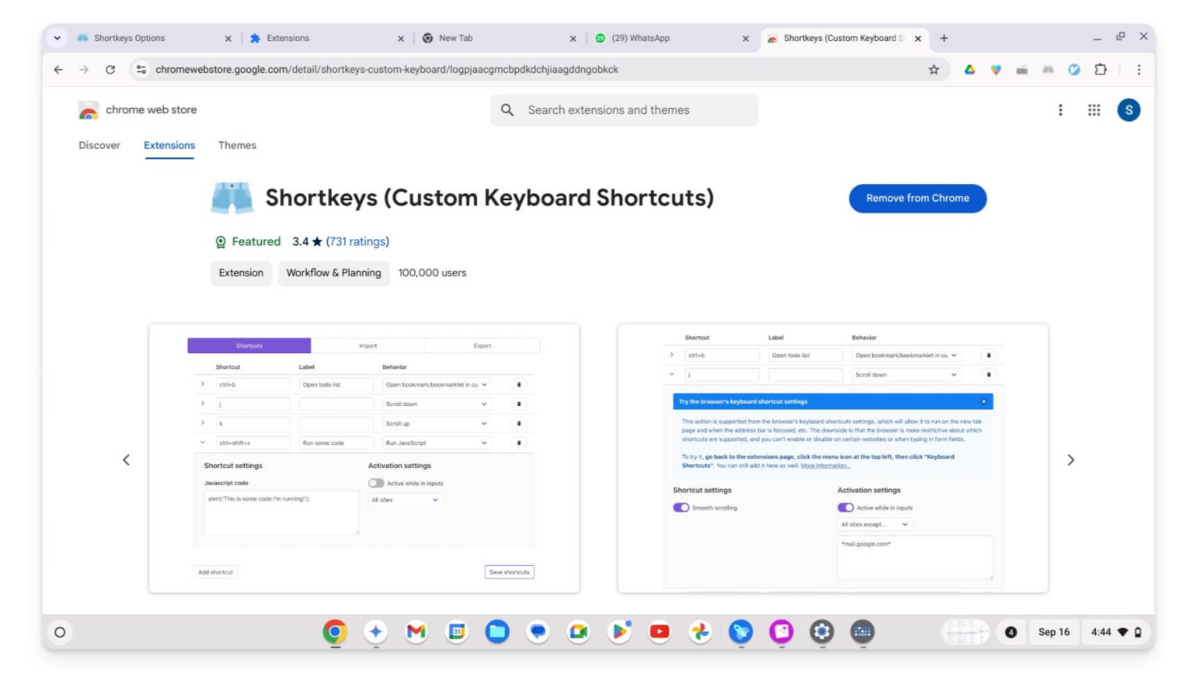 расширение shortkeys chrome