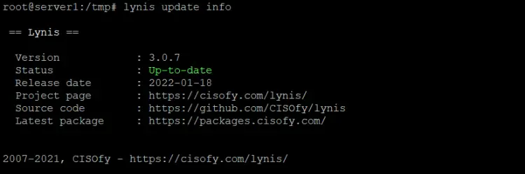 Aggiornamento dello scanner di sicurezza Lynis