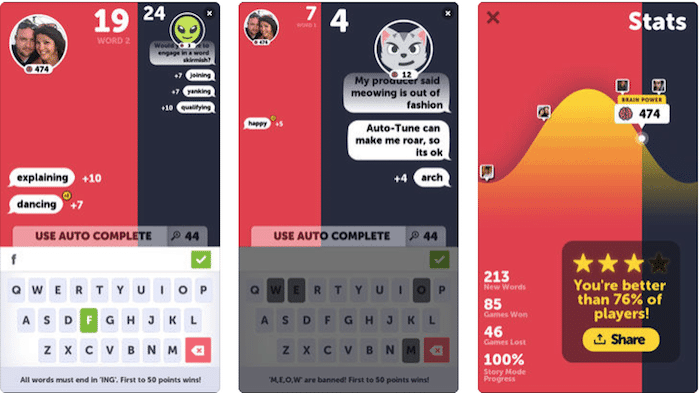 6 juegos de smartphone simples que son fáciles de empezar pero difíciles de dejar - capturas de pantalla de battletext ios