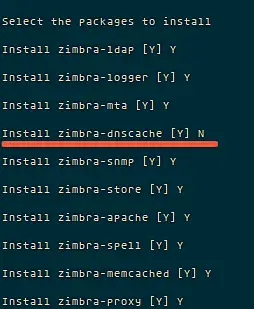 Choisir l'installation de Zimbra