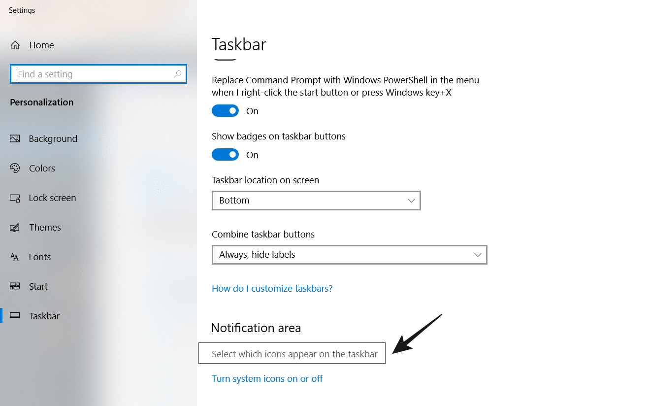 Wählen Sie das Icon aus, das in der Taskleiste angezeigt werden soll