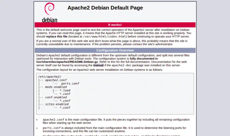 Page par défaut de Debian