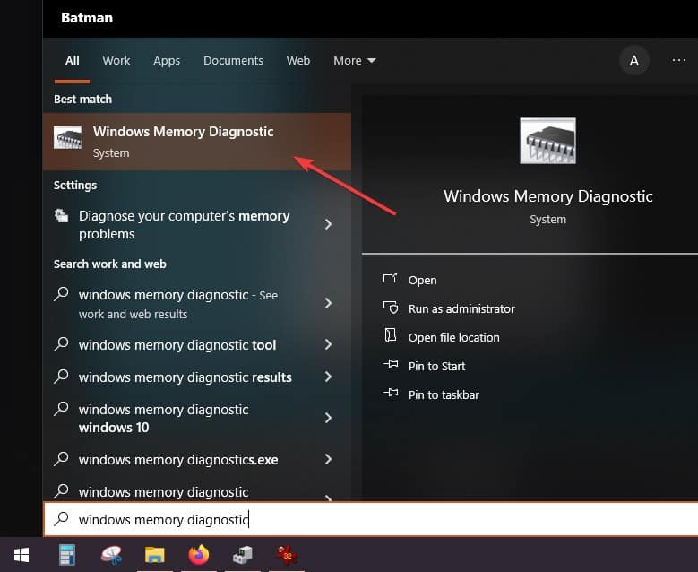 executar teste de diagnóstico de memória