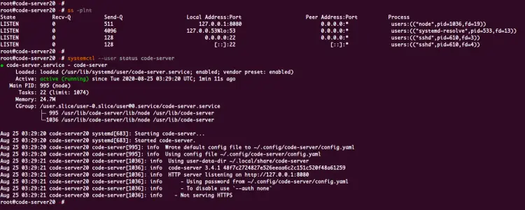 Visual Code Studio Server 서비스 상태 및 포트 확인