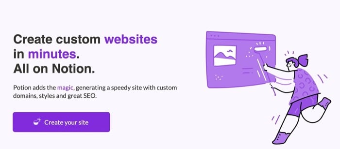 potion — domínios personalizados para sites do notion