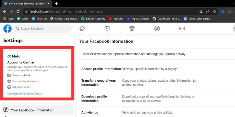 come scollegare facebook e instagram utilizzando il web di facebook 4