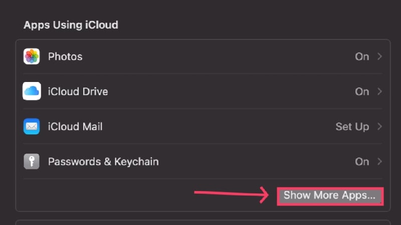 他のiCloudアプリを表示