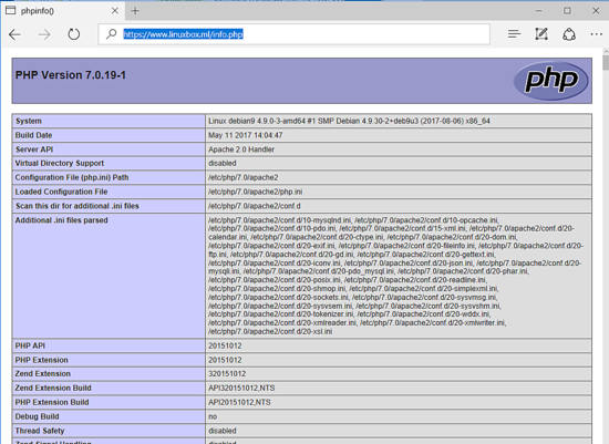 Page de test PHP info