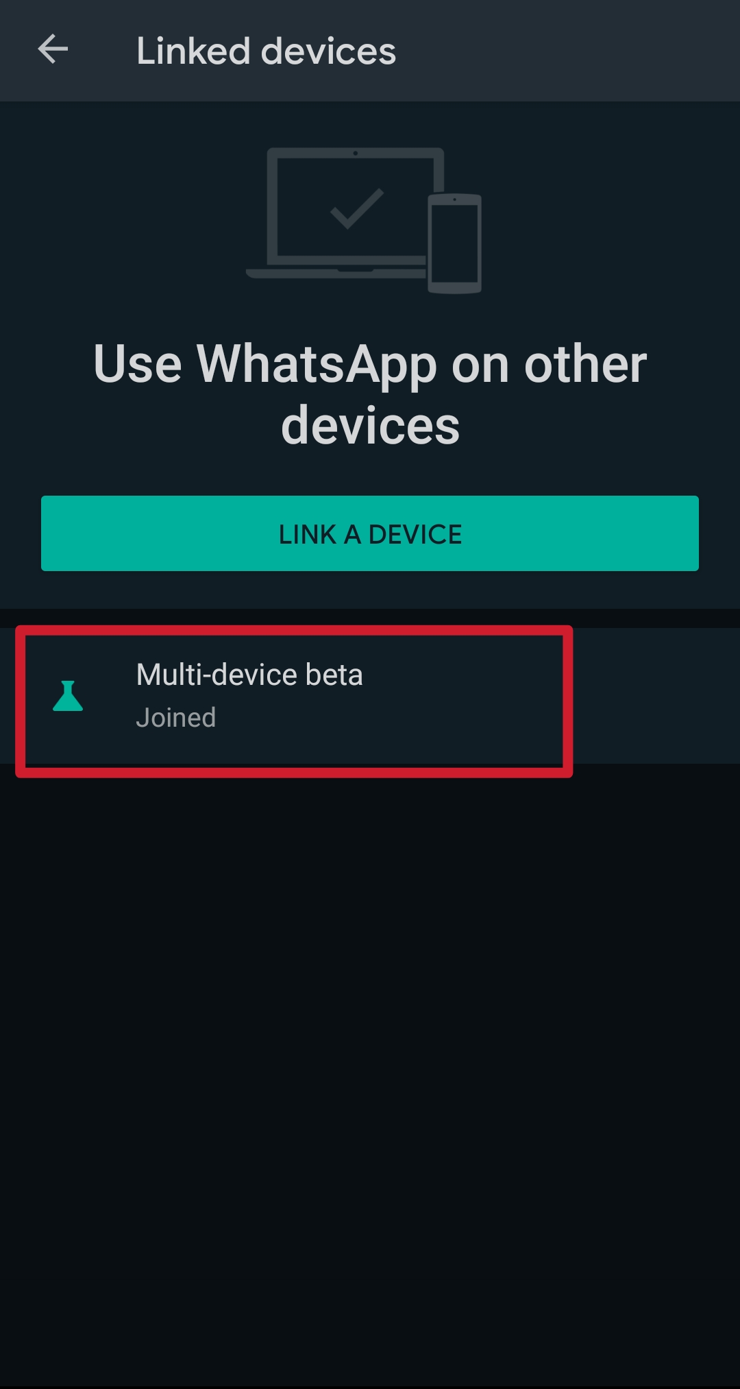 unirsi alla beta multi-dispositivo in whatsapp per android