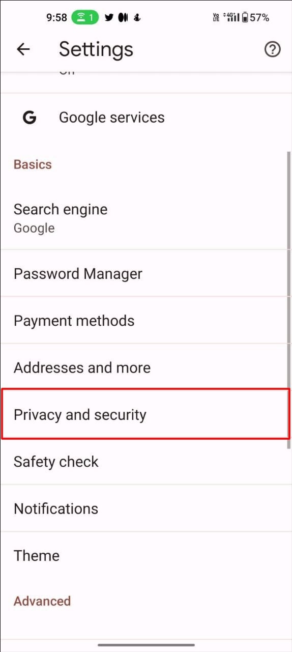 privacy e sicurezza google chrome