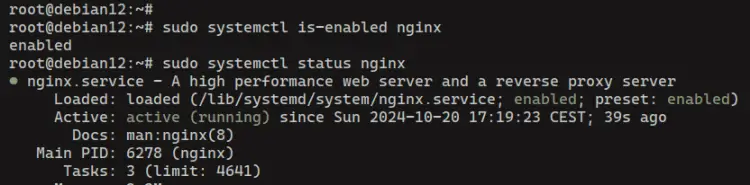 Nginxサービスの状態を確認