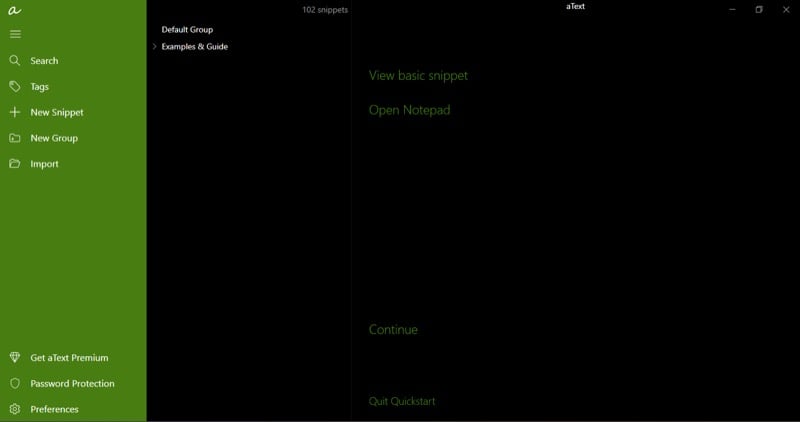Startseite von aText