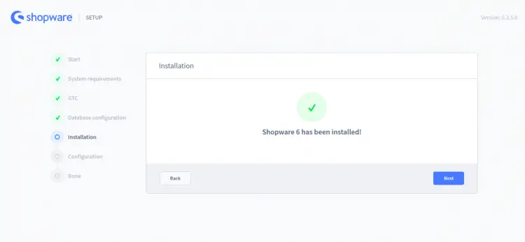 Shopware 6 foi instalado com sucesso