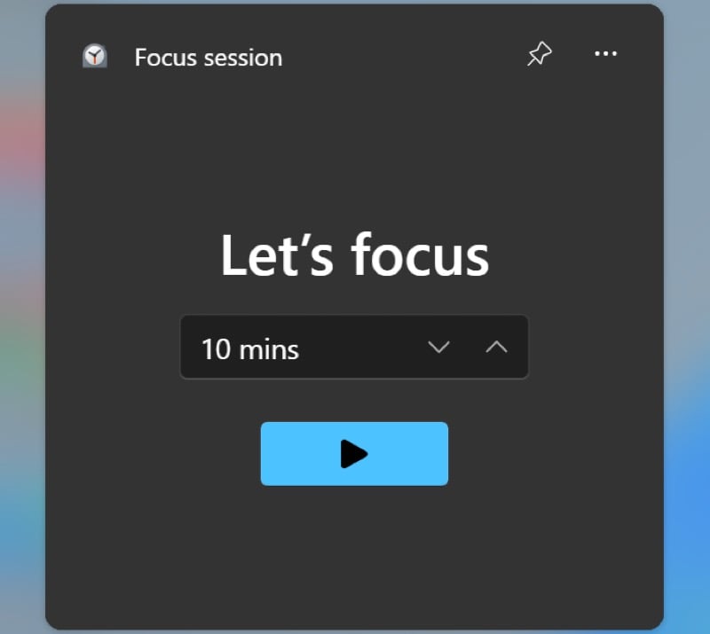 widget de sessão de foco do windows 11.