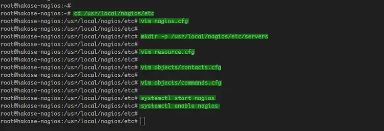 Nagiosを設定し、変更を適用するために再起動