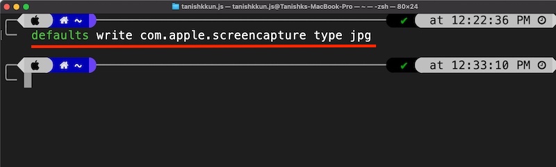 befehl zum Ändern des Formats der Screenshots