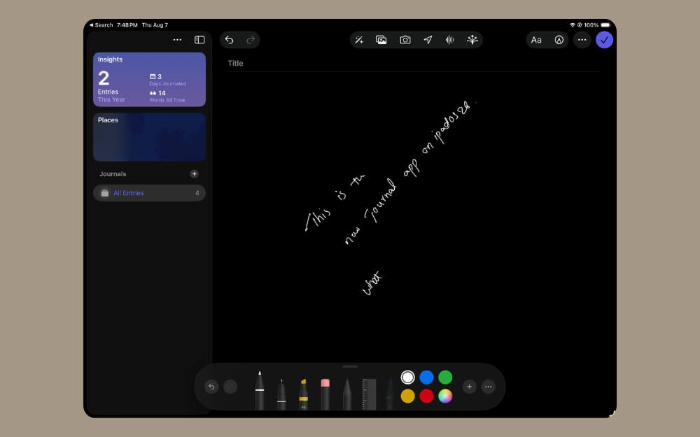 iPadOS 26 저널 앱