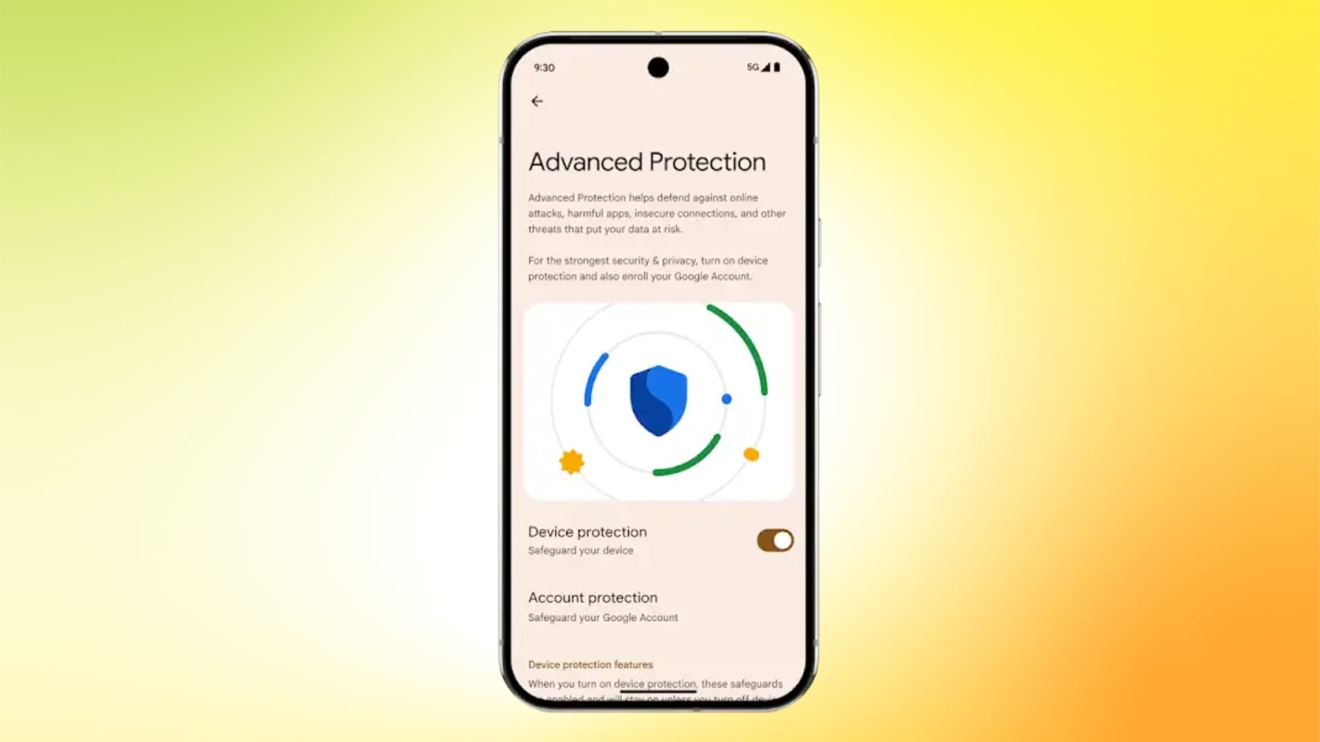protection avancée android 16