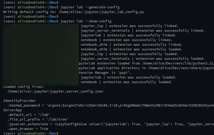 генерация конфигурации jupyterlab