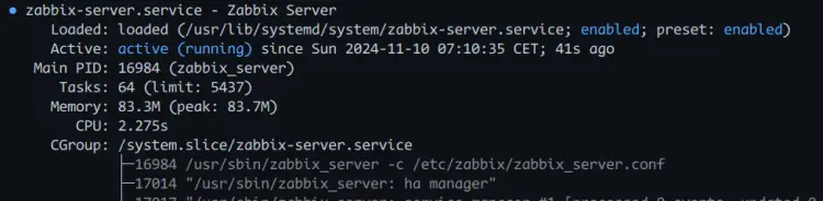 vérifier le serveur zabix0