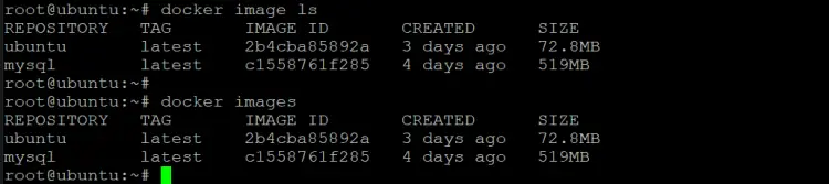 docker image lsコマンドとdocker imagesコマンドは全く同じことを行います。