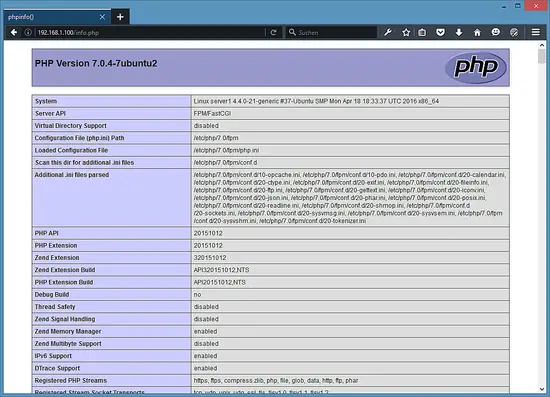 PHP Info на Ubuntu с Nginx.