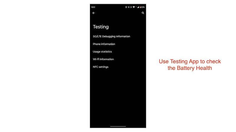 usa il menu di test per controllare la salute della batteria