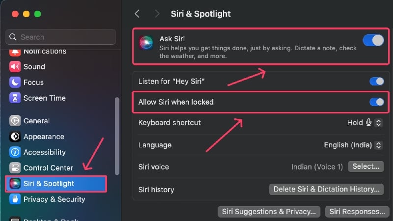 Siriの音声ウェイクをオフにする