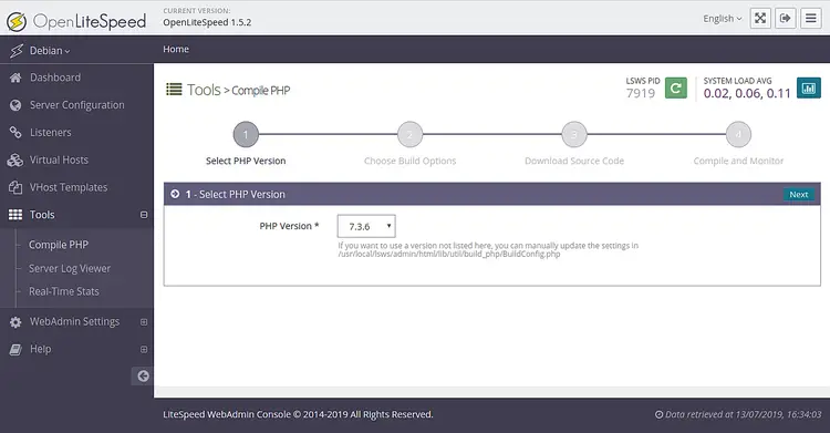 Compila PHP in OpenLiteSpeed
