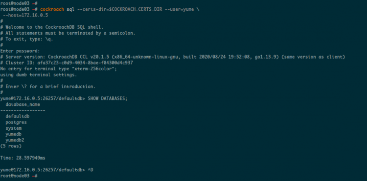 Controlla la replica del database su Node03