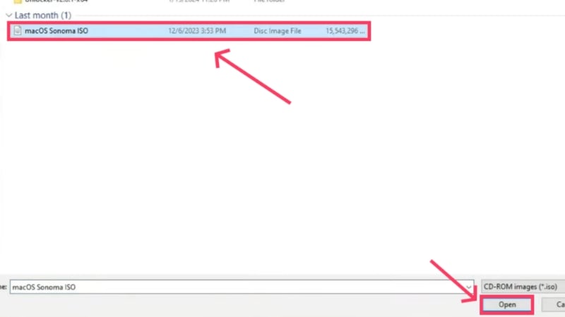 charger le fichier iso de macos