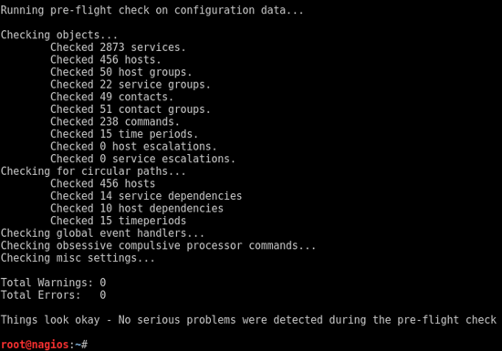 Vérifier la configuration de Nagios