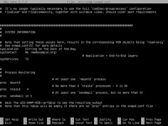 Imposta sysLocation e sysContact