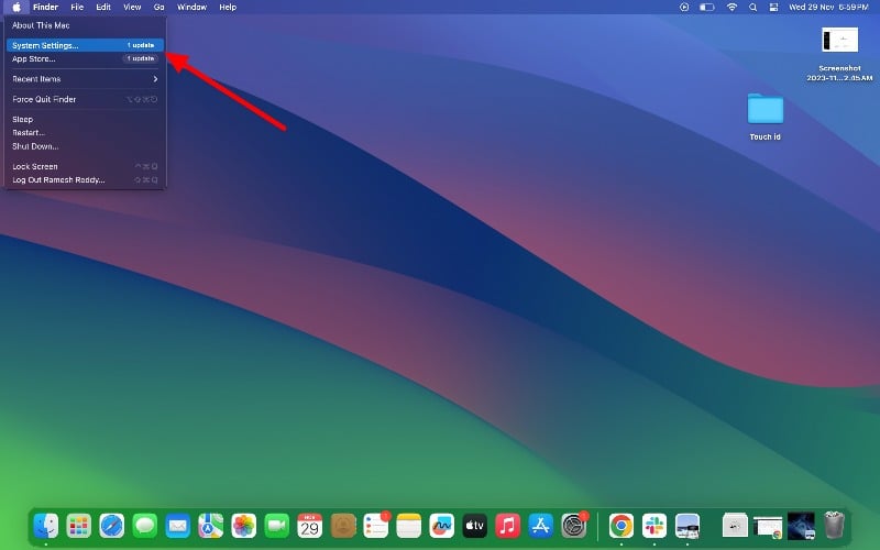 appleメニューとシステム設定