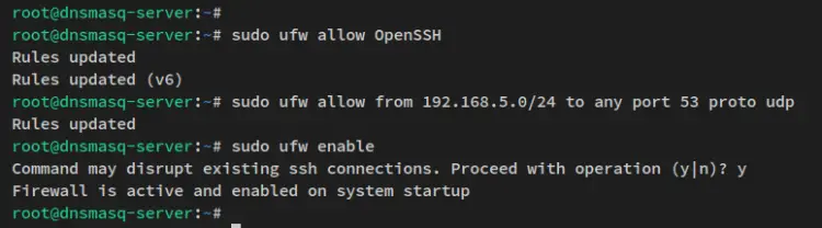 configuration et activation de ufw