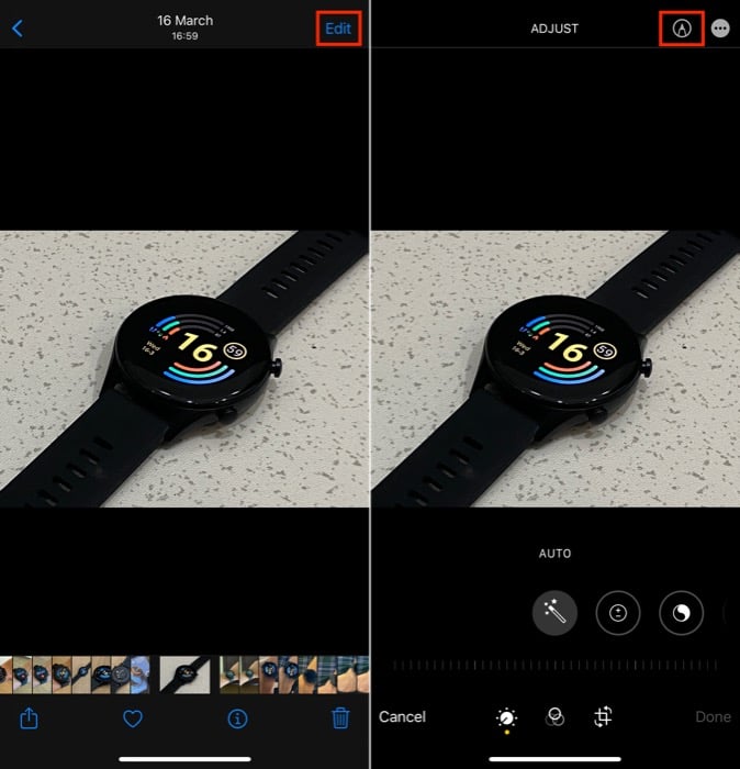 filigraner des photos sur iphone en utilisant l'application photos