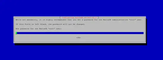 Introduce la contraseña del usuario root de MariaDB.