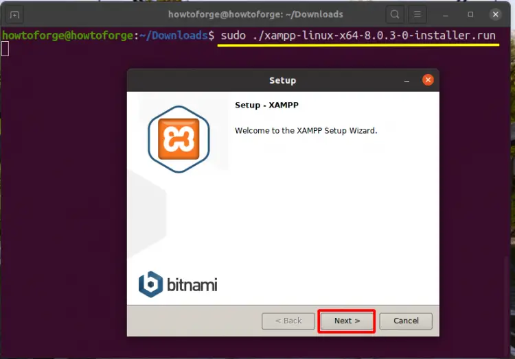 Esegui l'installer di XAMPP