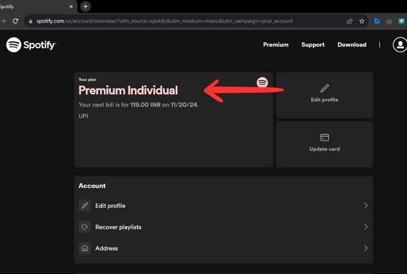 cambia metodo di pagamento spotify su computer 2
