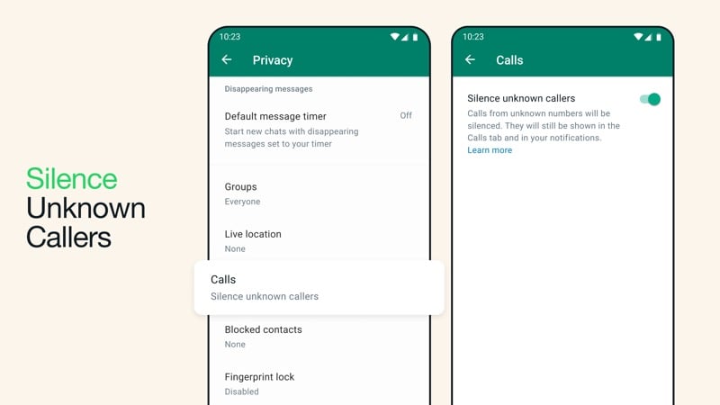 funzione silenzia chiamanti sconosciuti in whatsapp